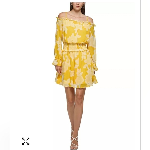 Karl Lagerfeld Dresses & Skirts - Karl Lagerfeld off-the-shoulder tie-dye floral chiffon dress size 2